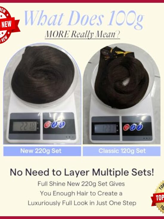 18 Inch Human Hair Clip-In Extensions 7Pcs for Volume & Length